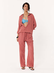 Red Clay Striped Gauze Holiday Shirt